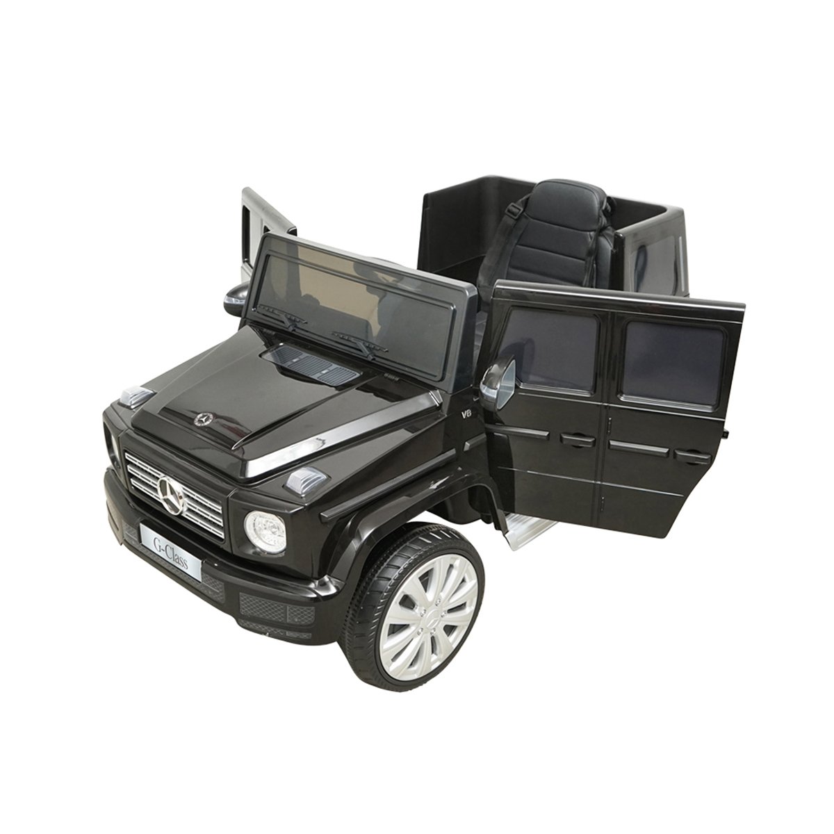 Masinuta electrica cu baterie 6V/7Ah si telecomanda pentru copii Mercedes G500 JJ2077 negru cu scaun piele